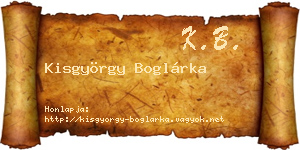 Kisgyörgy Boglárka névjegykártya